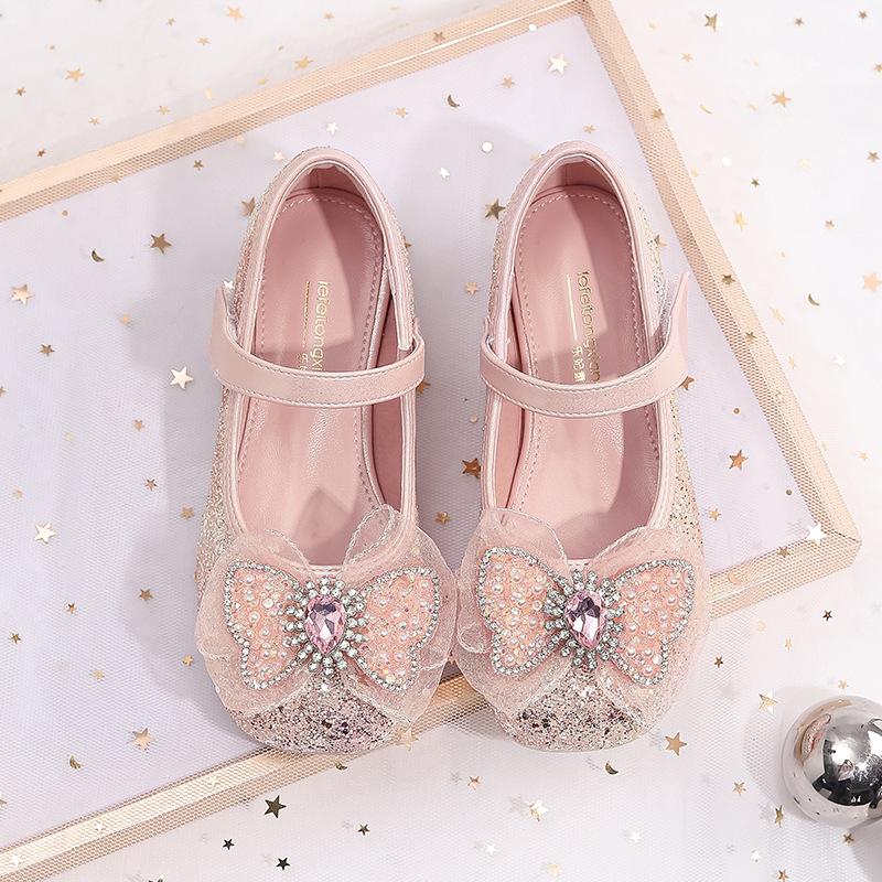 Ultra-Fiber Shiny Rhinestone High Heels for Little Girls - Performance Dance Shoes