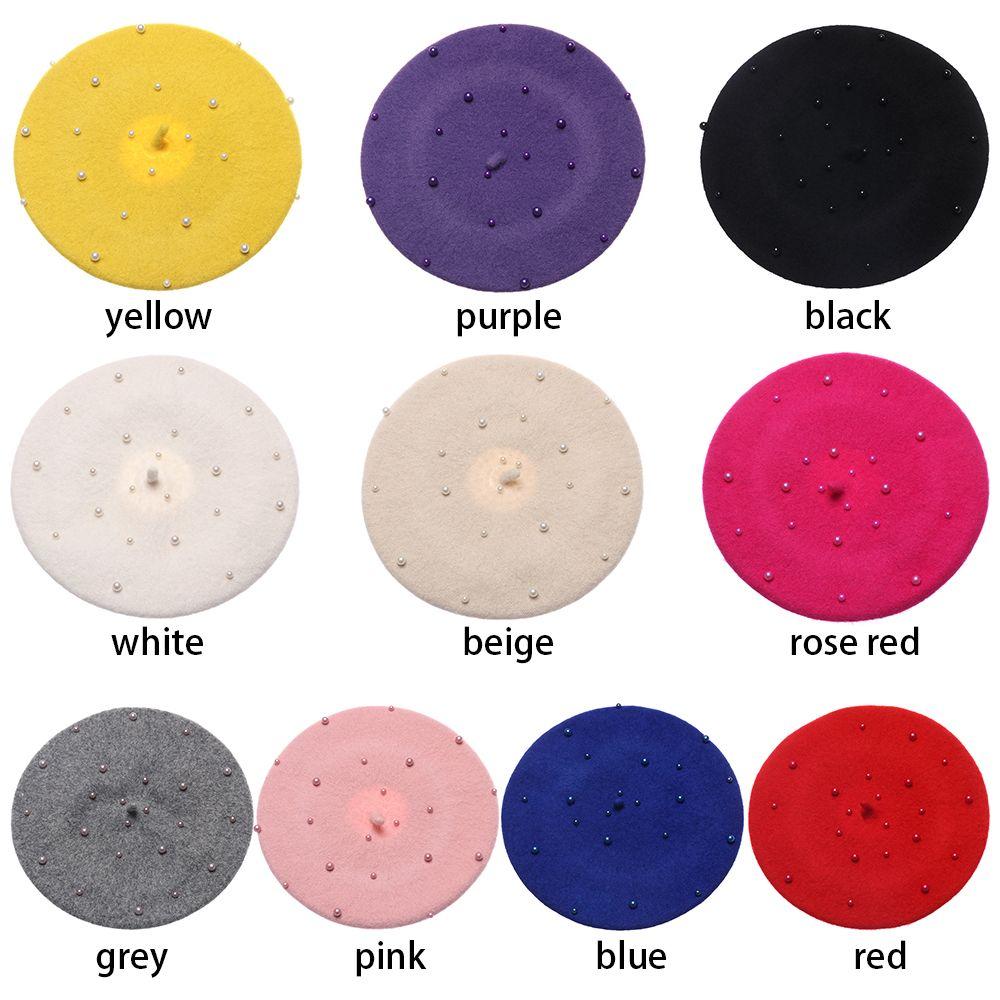 Barnetilbehør Varm Perlebesatt Hodeplagg Barnehatter Jentehatter Beretthatt