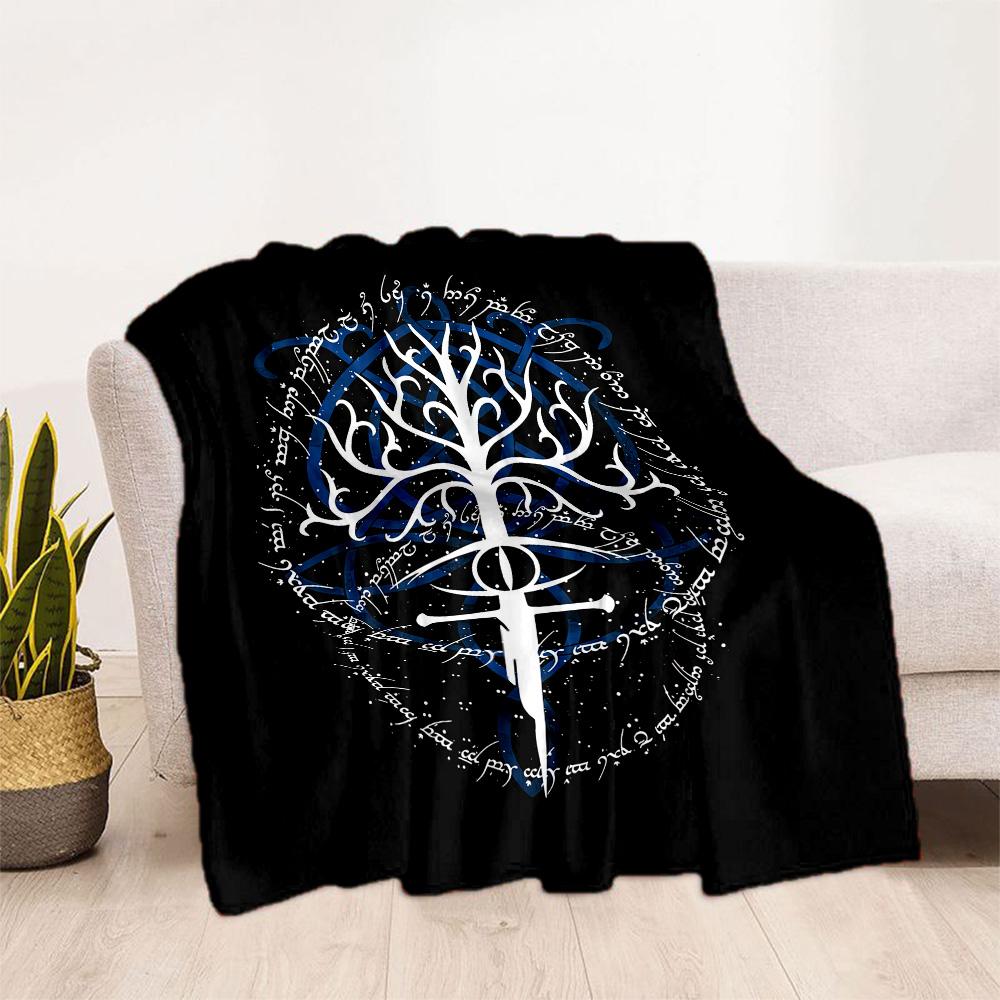 Lord Of The Rings Symbol Flannel Blanket-Soft and Suitable for Sofas,Beds,Offices,Travel,All Seasons,Great Gift for Holidays and Birthdays.