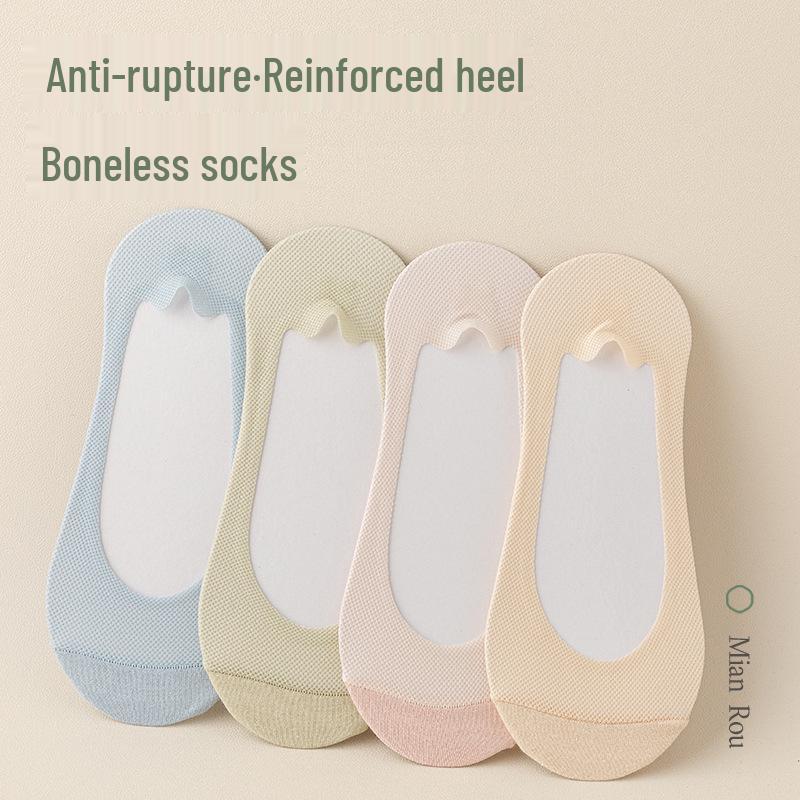 Women's Summer Ice Silk No-Show Socks - Thin, Non-Slip, Low-Cut, Mesh High Heel Socks