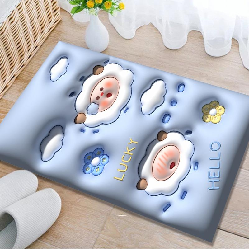 Bathroom Doormat Cartoon Style Home Doormat Thickened Absorbent Anti-slip Doormat Bathroom Foot Mat