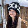 Korean Retro Rhombus Knitted Hat Versatile and Fashionable Korean Style Trendy Pullover Hat Outdoor Autumn and Winter Warm Woolen Hat for Women