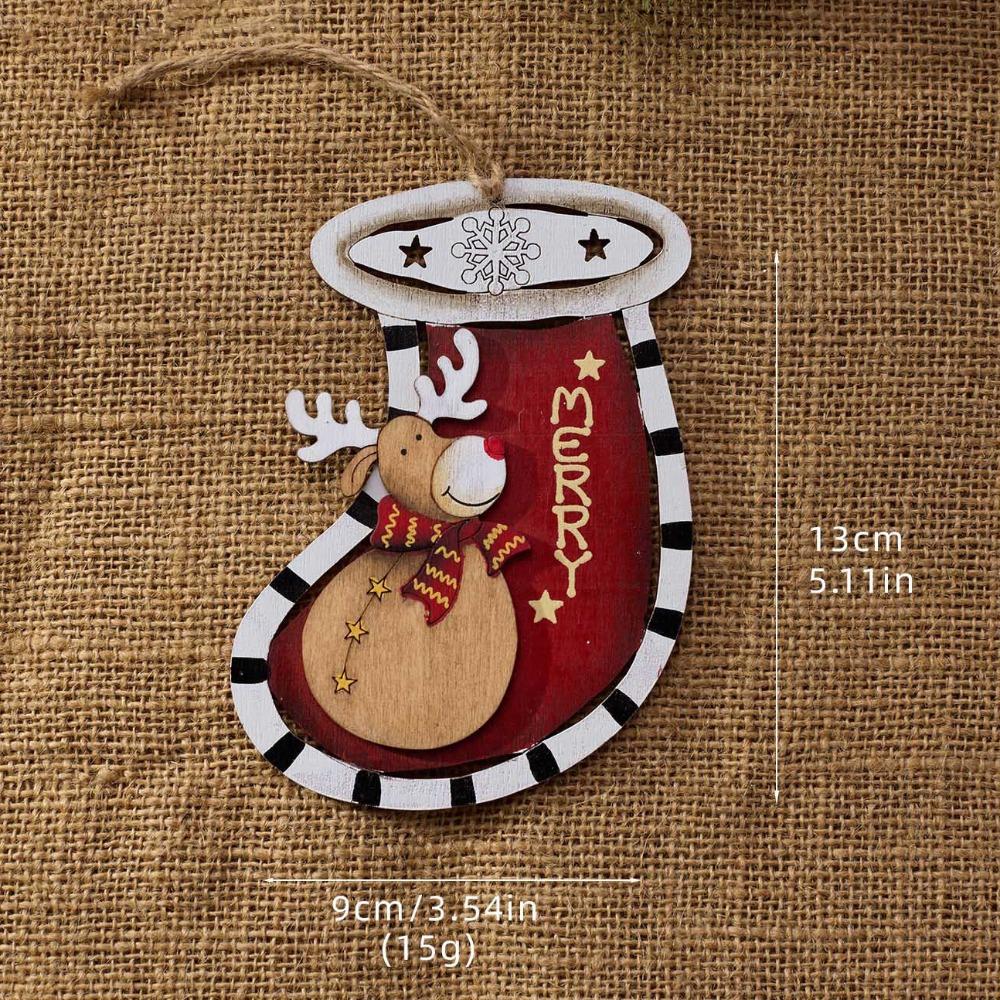 Hand Painted Gift Tag Pendant Rustic Christmas Hanging Charm Cute Christmas Tree Decor  Festival