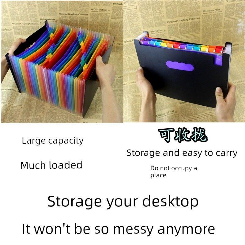 Large Capacity File Holder A4 Multi-Layer Folder Insert Buggy Bag File Storage Category Folder Student Test Paper Clip
