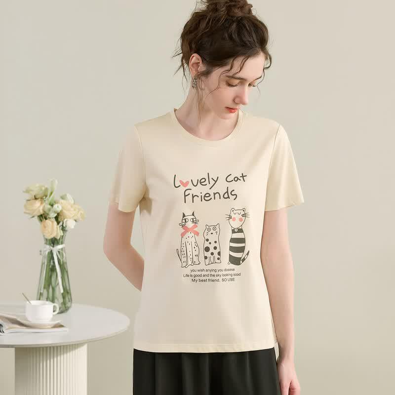 Snowforte Women s Silk Blend Printed Short-Sleeve T-Shirt M