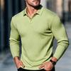 Men's Long Sleeve Knit Shirt with Collar for Spring and Fall
