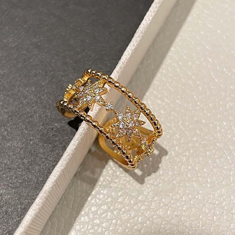 Zircon Double-layer Mango Hollow Opening Ring, Simple and Elegant Versatile Index Finger Ring, Light Luxury Ring.
