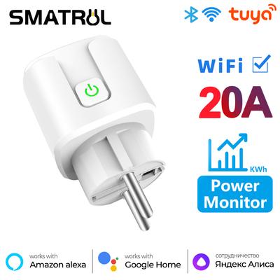 20a Tuya Wifi Eu Smart Stecker Outlet 220v Power Monitor Drahtlose Buchse Remote Timer Control Für Google Home Alexa