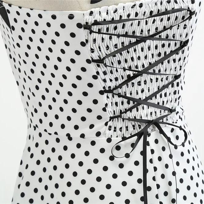 Vintage Dress Women Summer Sexy Polka Dot Print Halter Party Dresses Vestidos Robe Pin Up Rockabilly Y2K Dress