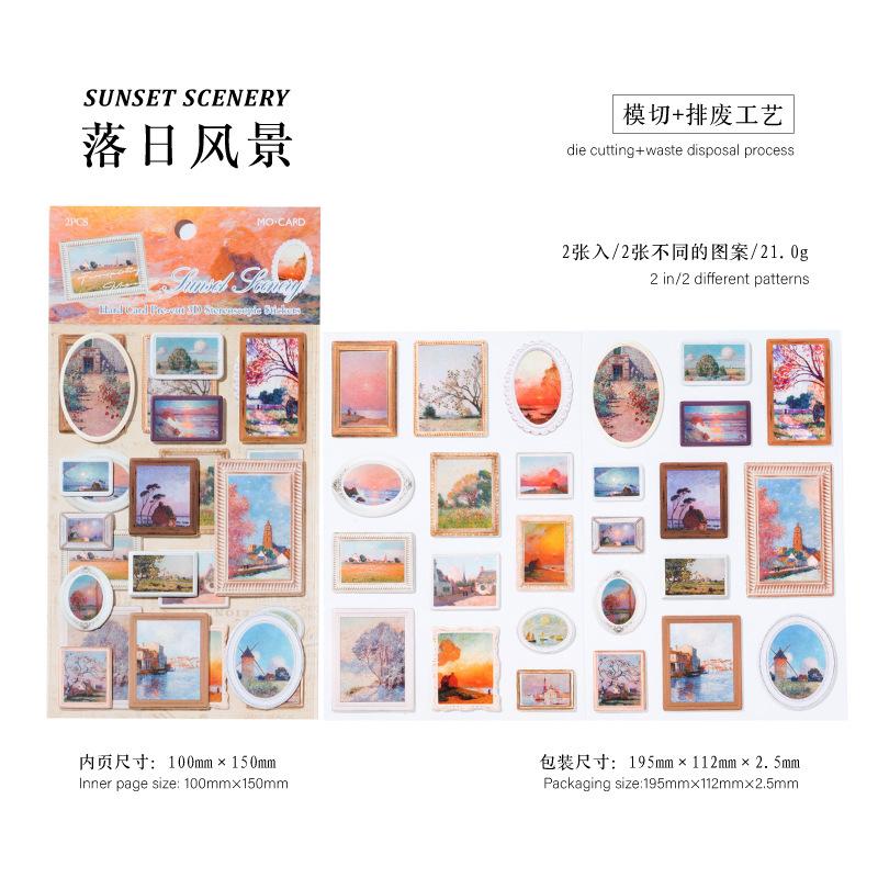 

2Pcs European Vintage Painting Frame Stickers Famous Art Border Journal Collage Decor