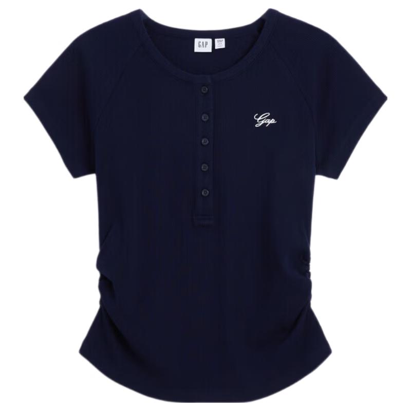 GAP Women s Cool-Feel Embroidered Logo Half-Placket Knit Top 170/92A