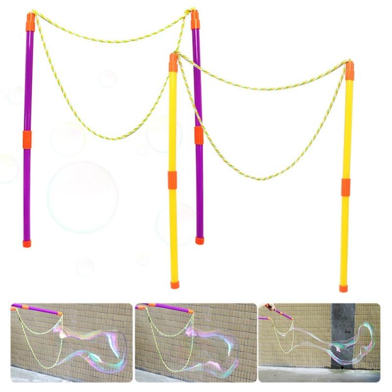 Double Pole Giant Bubble Stick, Large Bubble Circle Rope Toy, Outdoor Garden Stage Props Fun Bubble Tool for Kids