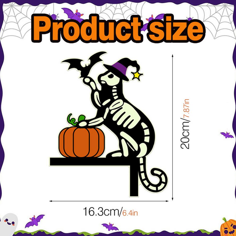 

Door Frame Corner Wall Art Halloween Skull Cat Sticker Front Door Decor Handcrafted Decor Sign Halloween Door Decor Glow In The