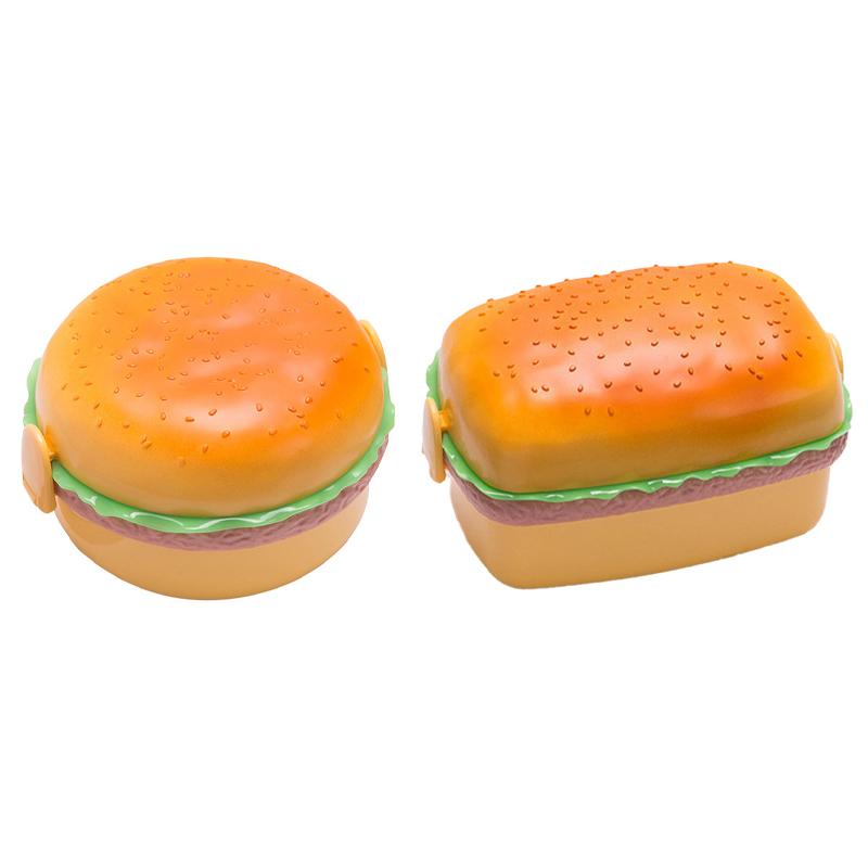 Hamburger Shape Lunch Box Double Layer Cute Burger Bento Box Food Container Set