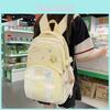 Color Blocked Letters Star Embroidery Pattern Student Backpack With Pendant For Casual Travel And School
