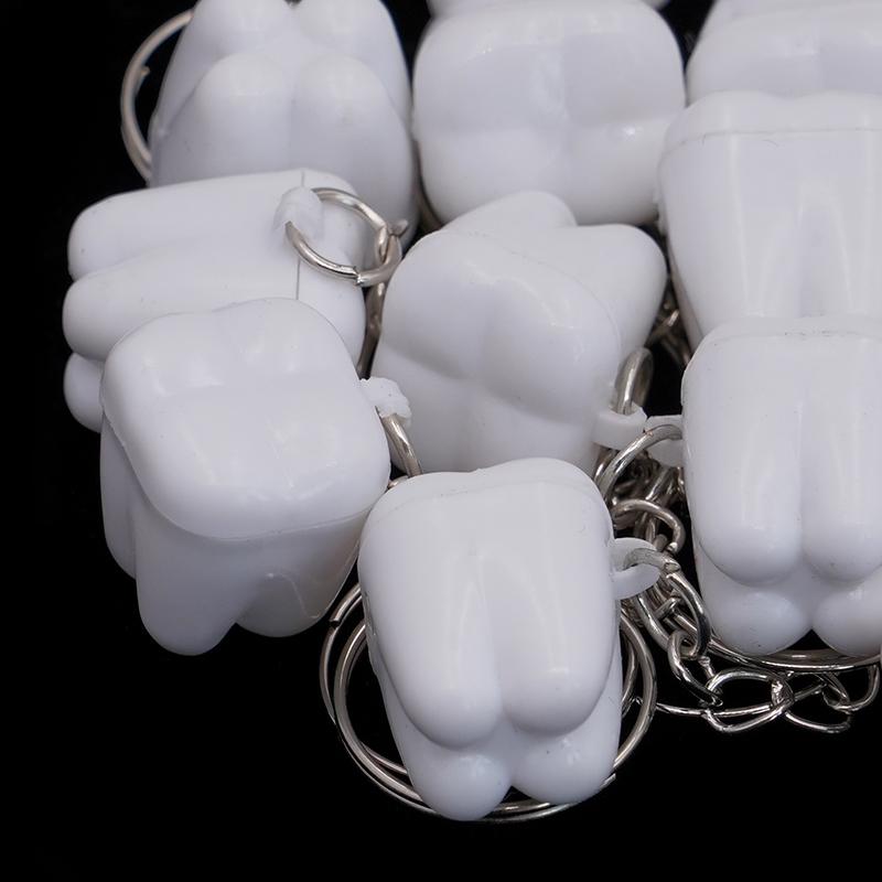 1020Pcs Tooth Shape Milk Teeth Box Plastic Keychain Kids Teeth Storage Case Organizer Child'S Tooth Souvenir Save Container