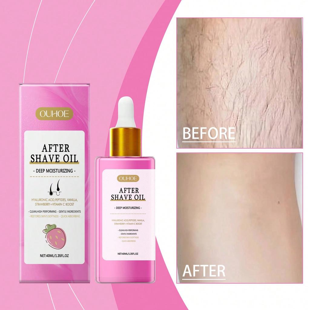 1pc Strawberry Scented Post-Hair Removal Oil, Soothes Dryness And Redness After Hair Removal, Gently