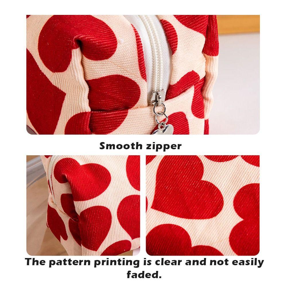 Soft Touch Heart Print Pattern Makeup Bag Multi-functional Large Capacity Toiletry Bag Portable Makeup Pouch Women