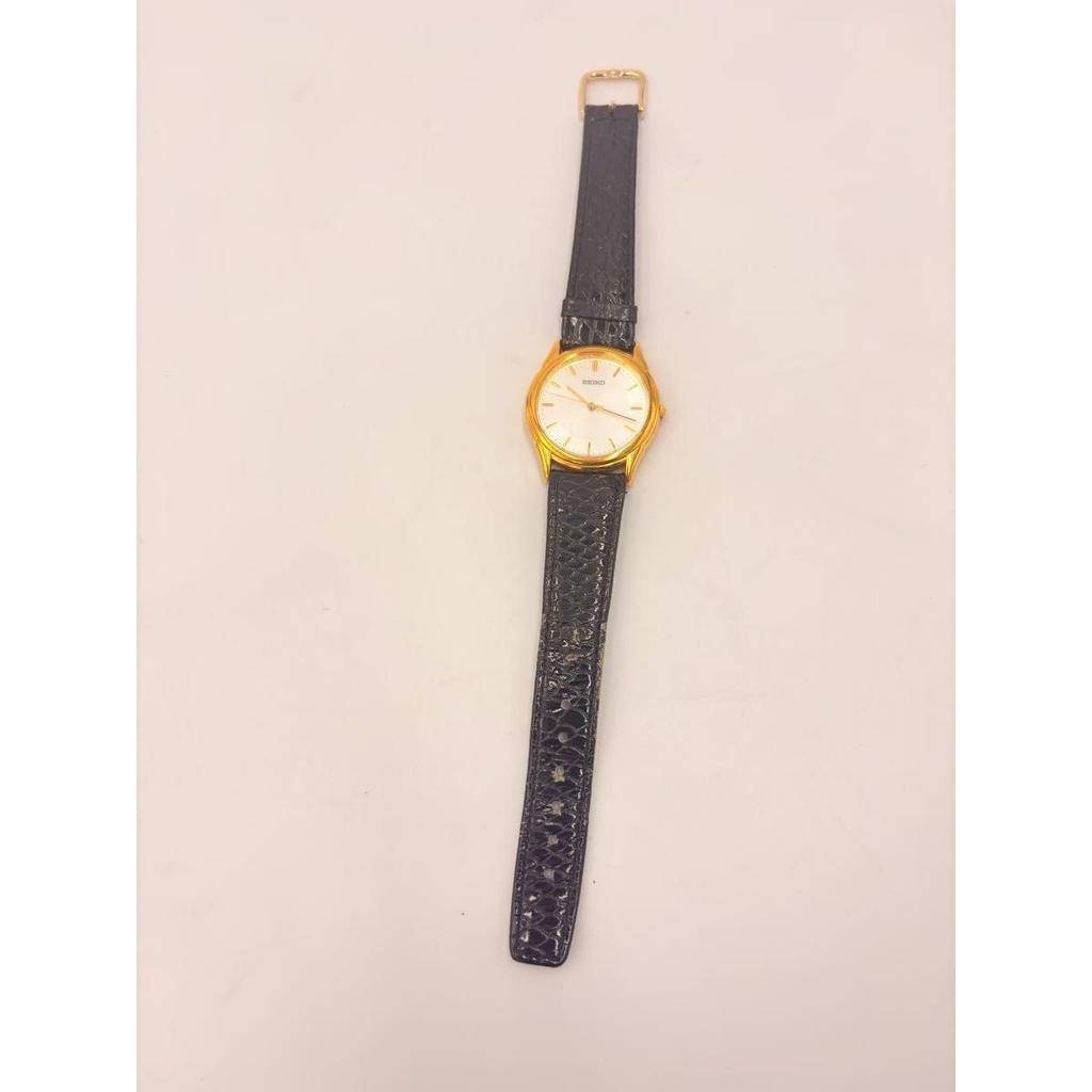 Used SEIKO Seiko quartz men's watch gold dial black belt