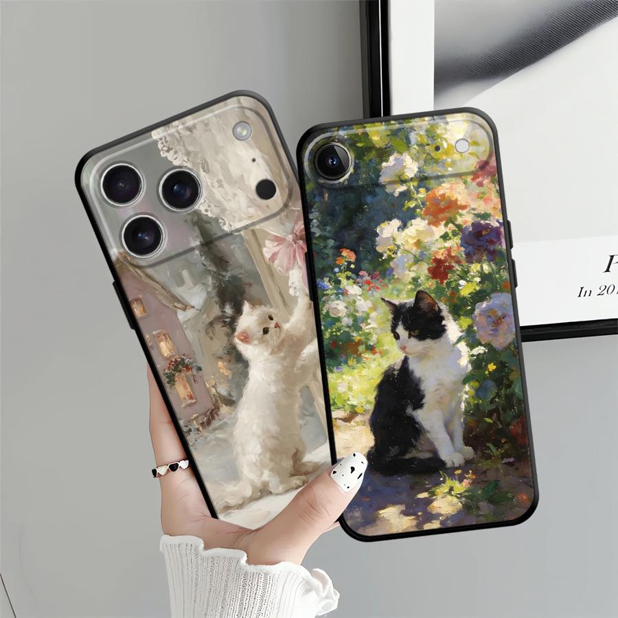 Funda Phone Cover Case for Apple iPhone 17 Pro Max 14 15 Pro 7 8 16 XR XS MAX Air 13 11 12 Cartoon Cute Cat