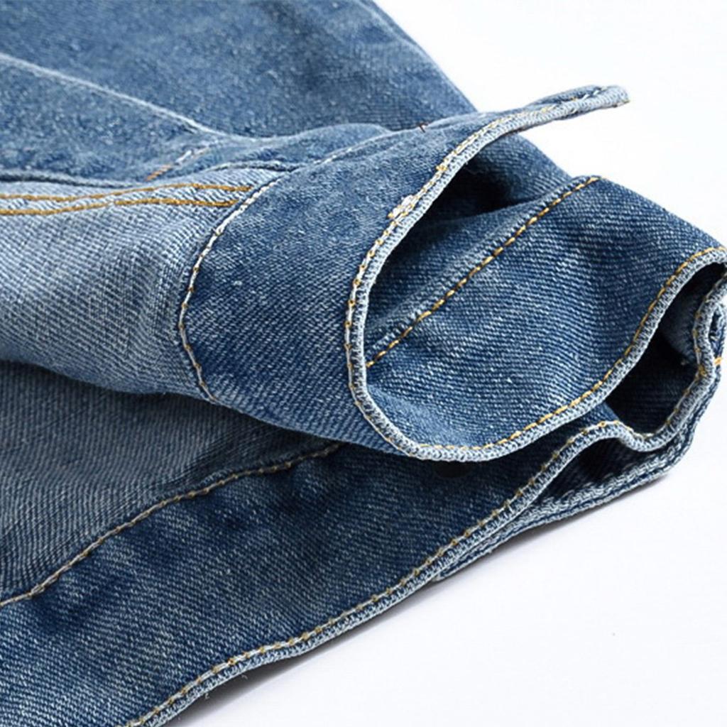 Motorsykkel herre dongerivest, lyseblå vest, linning, perforert dongerivest