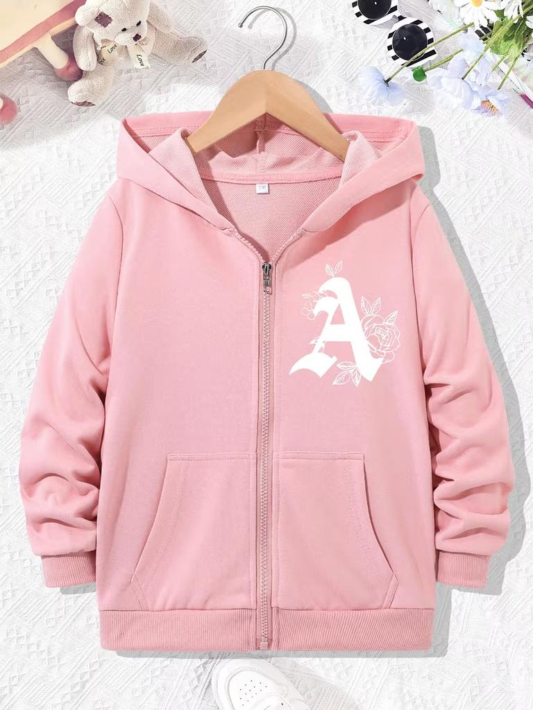 Funny Stylish Casual Hoodie Letter Print Jacket for Boys Girls Zipper Spring Autumn Trendy Cartoon Sweatshirts Zip Up