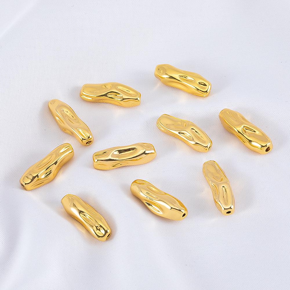 1pc 2Pcs 18mm 18K Gold Color Plated Brass Threaded Long Tube Beads Separator for DIY Bracelet Jewelry Making Material Accessorie