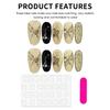 10pcs Gold Black False Nails with Rhinestone Decor Delicate Rose Butterfly Press On Nails For Gothic Party Wedding Photography