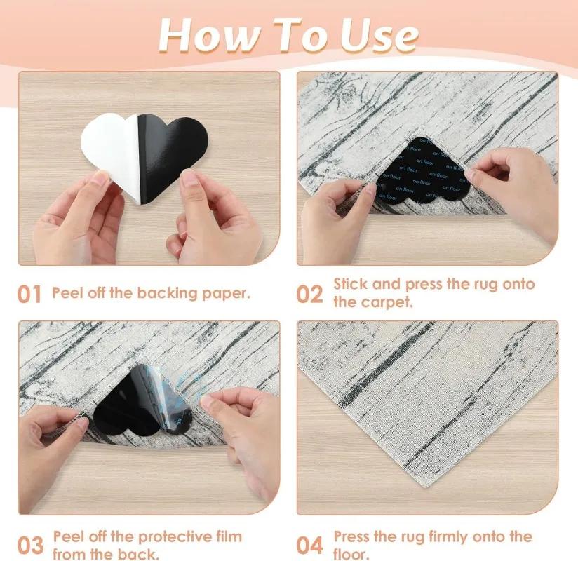 2/50pcs Carpet Non-slip Sticker Reusable Washable Anti Curling Carpet Patch Fixed Stickers Floor Rug Mat Tape Gripper Corner Pad