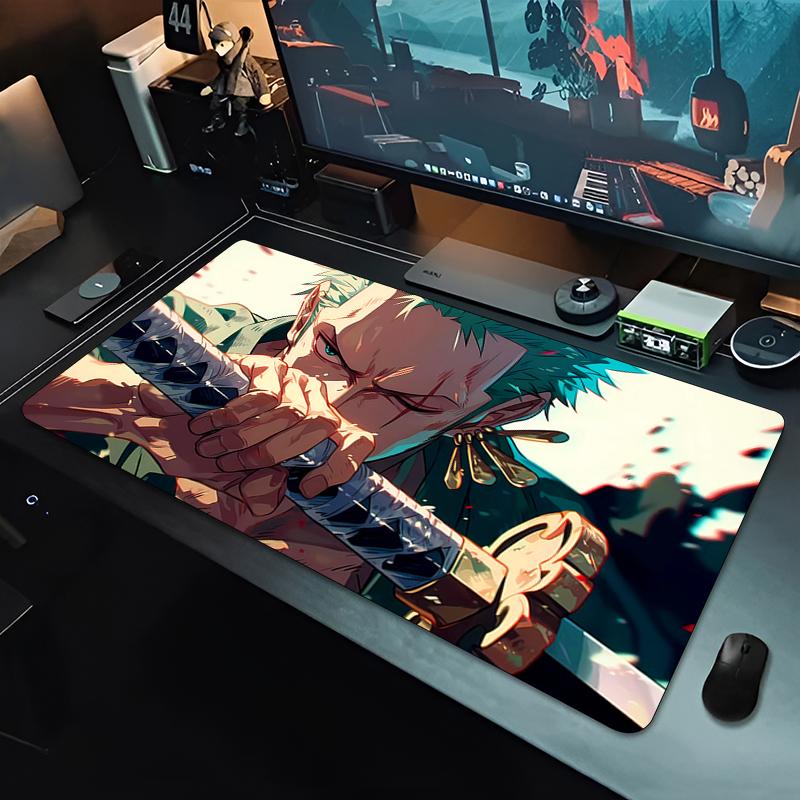 Popular Anime Mouse Pad One Piece Zoro Xxl E-sports Players Gamer Keyboard Pad Office Computer Mousepad Rubber Extended Desk Mat