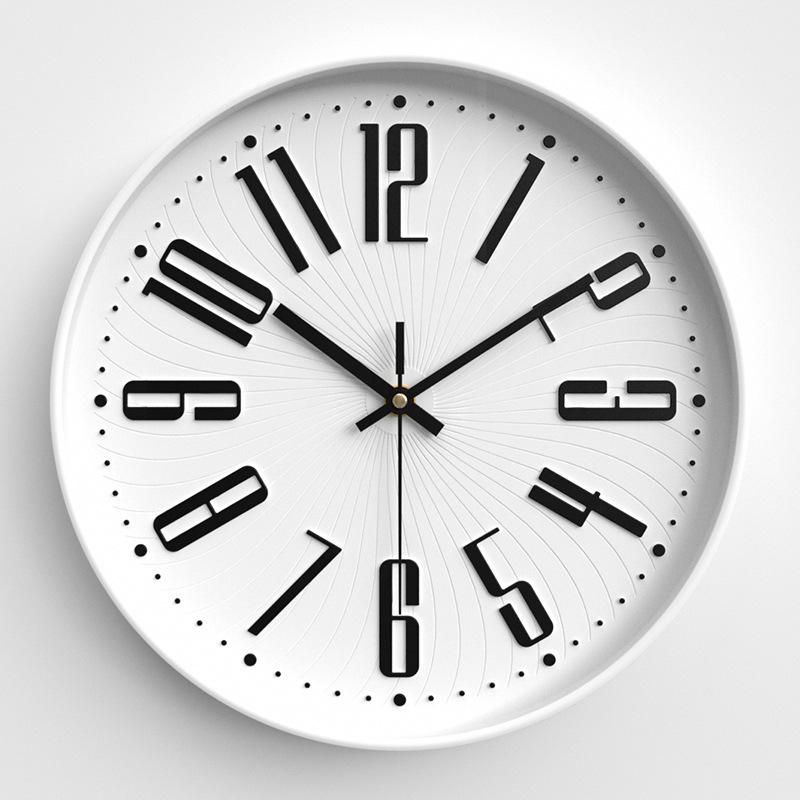 Wall Clock Modern Simple Three-dimensional Characters Personalized Creative Round Wall Clock Bedroom Silent Quartz Clock 12 Inches 30CM