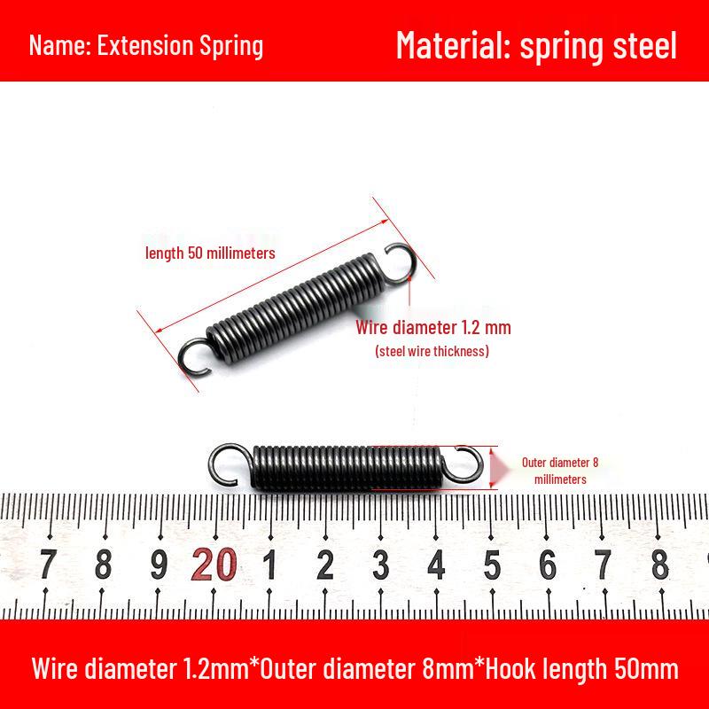 1.2mm Wire Extension Spring with Hook - Soft Tensile Force Spring Accessory