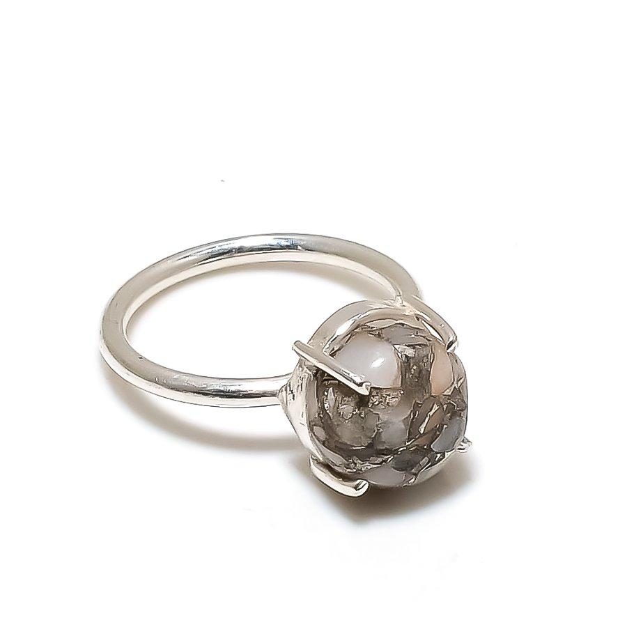 Copper Pink Opal Gemstone 925 Sterling Silver Jewelry Ring Size Adjustable GK-6031