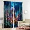 2pcs   2D FLAT PRINTING Curtains (Without Rod) Glowing Octopus Popular Pattern Curtains Yarn Curtains Thermal Insulation   and
