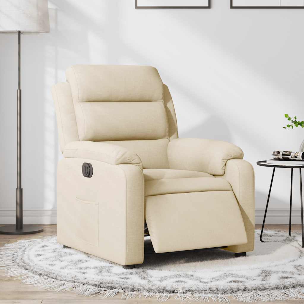 Electric Recliner Chair Cream Fabric