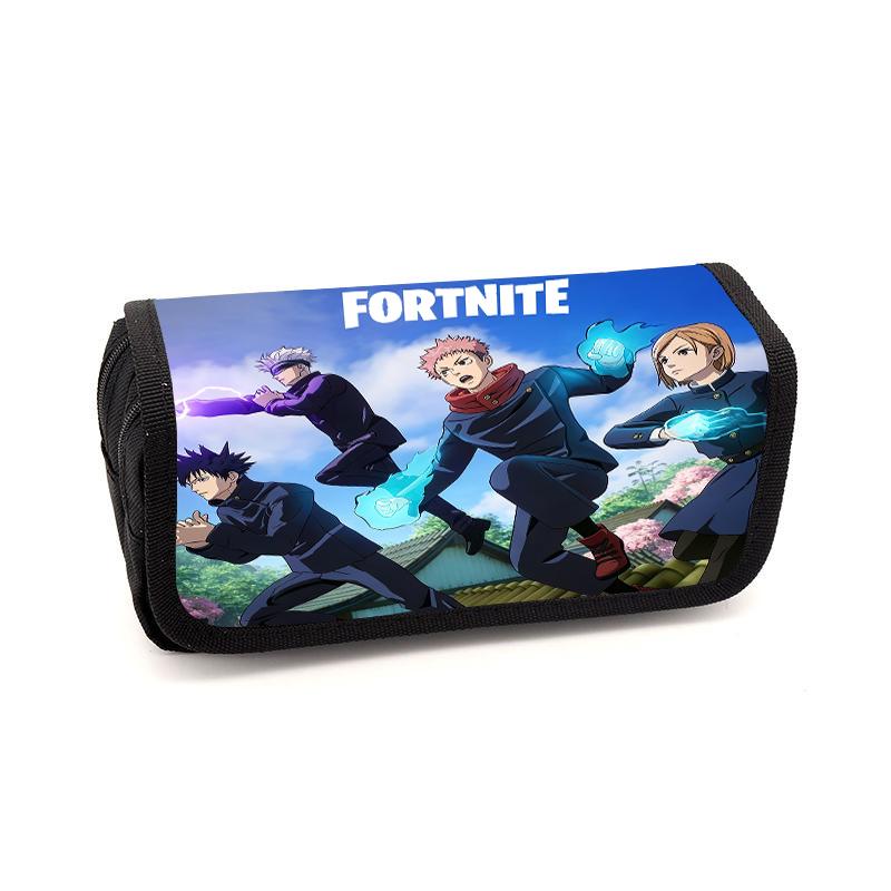 Cute Fortnite Cartoon Flip Pencil Pouch, Unisex Kids Aged 6-14 Portable Printed Stationery Case for School Daily Use