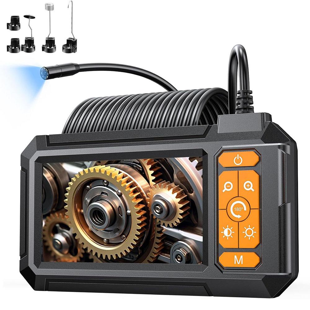 Industrial Endoscope Camera 4.3inch IPS Screen 8mm HD1080P IP67 Waterproof 8 LED Light Inspection Borescope for Pipe Car Repair 2m
