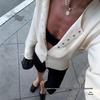 High-Waisted Women's Knitted Cardigan with Round Neck and Single-Breasted Design - European and American Style Niche Innerwear Top