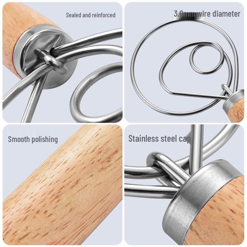 Stainless Steel Danish Dough Whisk with Oak Handle