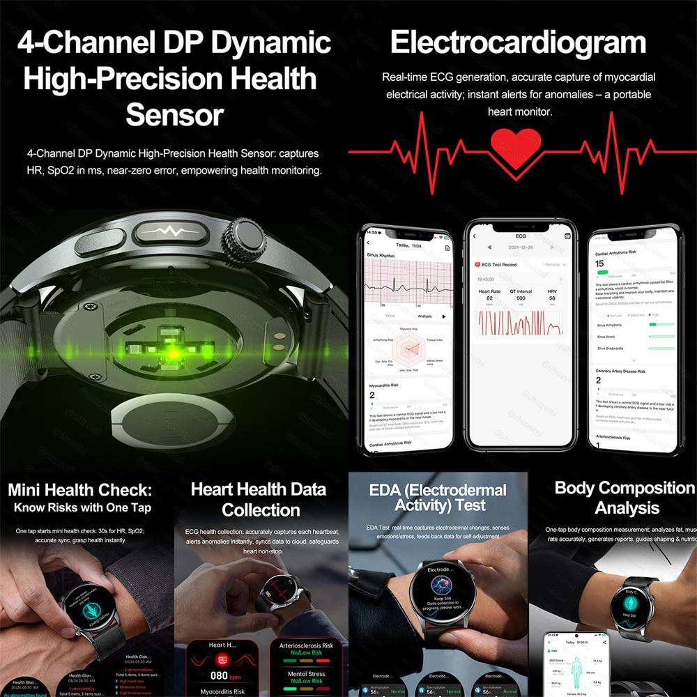 2026 Nuovo Smartwatch Pompa d'Aria ad Alta Precisione Display AMOLED da 1,56'' ECG Monitoraggio Completo del Sonno Salute BT Talk NFC Pompa Airbag Cinturino