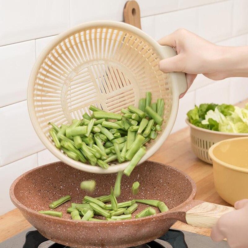 1PCS Detachable Double-layer Plastic Food  Colander Kitchen Cleaning Washing Basket Strainer