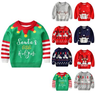 Long Sleeved Christmas Printed Sweater Top For Young Boys And Girls