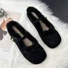 Fur Leopard Women Ballet Flats Shoes Suede Elegant Loafers Shoes Woman 2025 Trend Winter Sexy Mary Jane Shoes Shallow Sandals