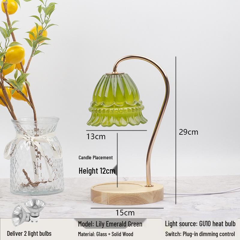 Luxury Glass Aroma Wax Melt Lamp - Fragrance Candle Light for Bedroom, Bedside Table, or Desk. Ideal Decorative Gift.