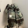 Autumn and Winter New Products Retro Atmosphere Brown Plaid Scarf Men and Women Ramen Mohair Enlarged Thickened Shawl Scarf