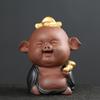1PCS Handmade Purple Clay Tea Pet Ornaments Lucky Pig Statue Animal Tea Figurine Boutique Tea Decoration Accessories Crafts