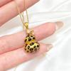 Vietnam Sand Gold Rhinestone Leopard Print Gourd Pendant Necklace, Chinese Retro Women's Clavicle Chain