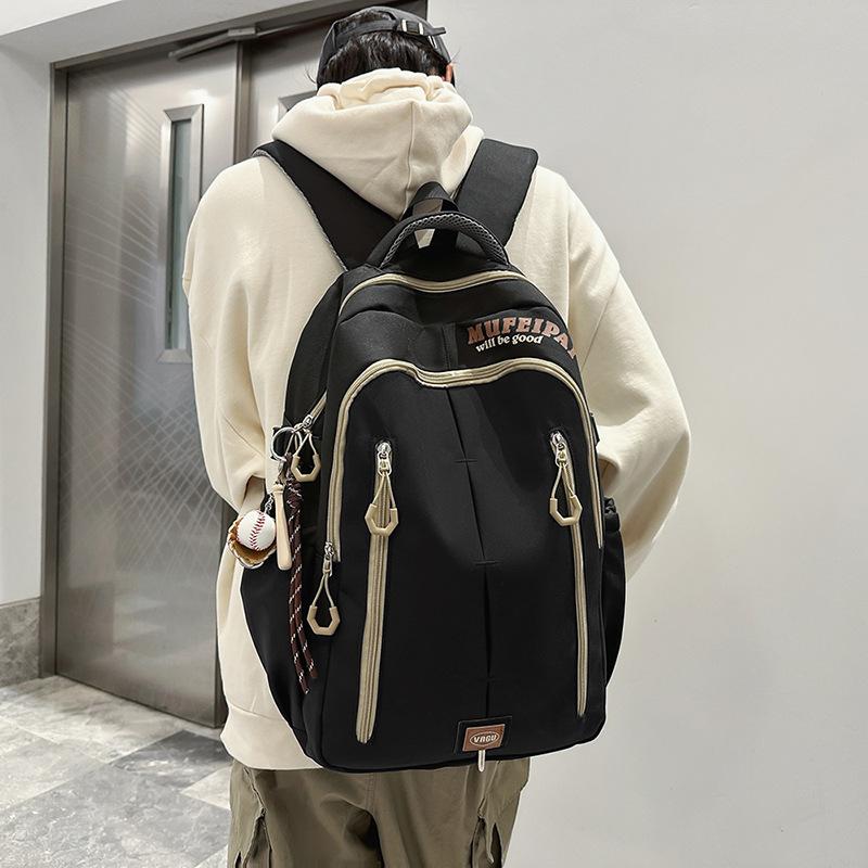 

Trend Student Backpack Men s Large Capacity Travel Backpack Leisure Junior High School Student School Bag Women s Ridge Bag чёрный