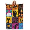 Halloween Themed Warm Soft Blanket Kids Plush Throw Blanket Funny Couch Chair Flannel Bedspread Sofa Bed Cover