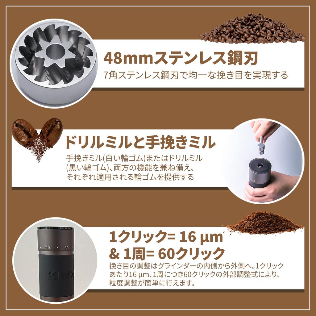 KINGrinder K6 Hand Coffee Grinder, Externally Adjustable, 240 Grinding Levels, Conical Metal Blade for Uniform Grinding, 35g Capacity